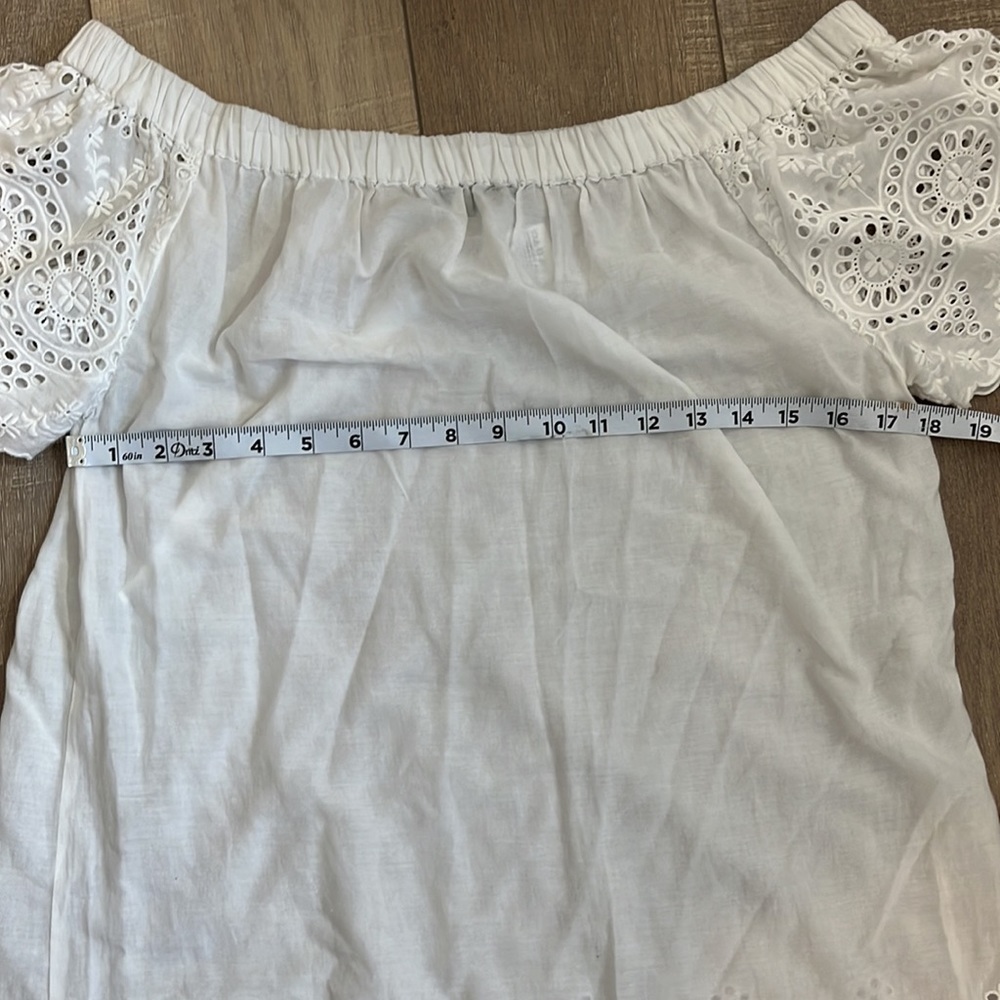 Lauren Ralph Lauren off the shoulder white dress eyelet detail sz S - Picture 9 of 9